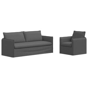 vidaXL Kavčna garnitura 2 pcs Temno siva 196 x 82 x 85 cm Blago