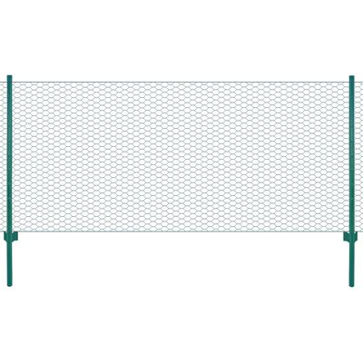 vidaXL Žična mrežna ograja s stebrički jeklo 25x0,5 m zelena