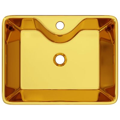 vidaXL Umivalnik z odprtino za pipo 48x37x13,5 cm keramičen zlat