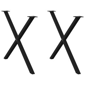 vidaXL Noge za jedilno mizo v obliki črke X, 2 kosa, črne, 90 x (72-73) cm, jeklo