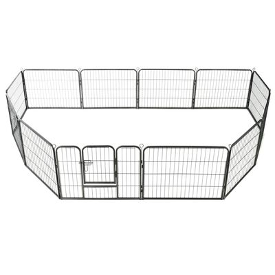 vidaXL Ograda za pse 12 panelov jeklo 80x60 cm črne barve