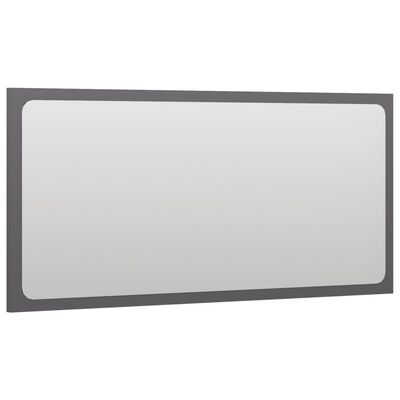 vidaXL Kopalniško ogledalo visok sijaj sivo 80x1,5x37 cm iverna pl.