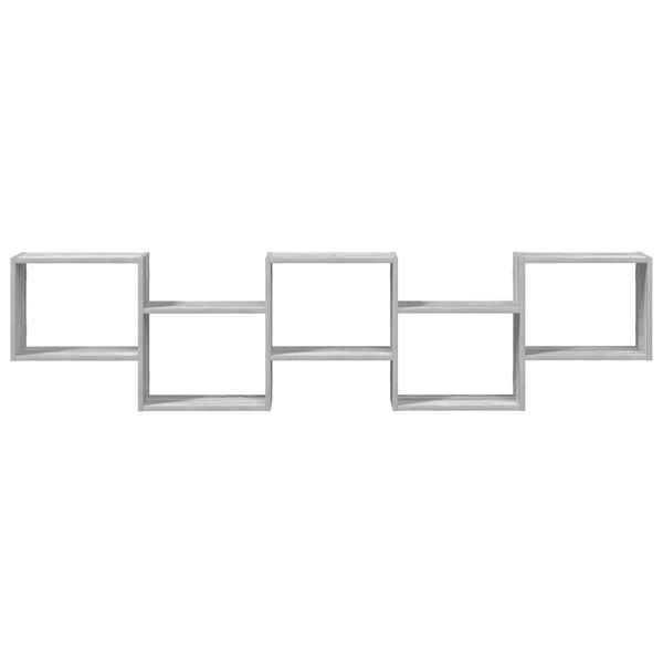 vidaXL Stenska kockasta polica 5 predelki siva sonoma inženirski les