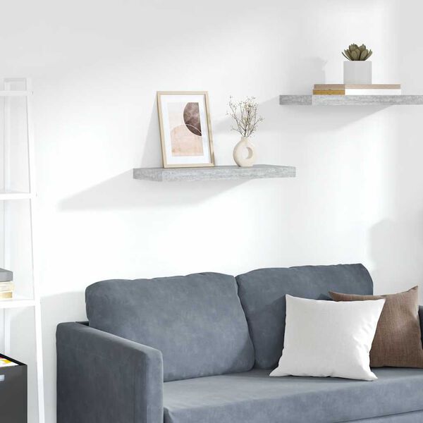 vidaXL Stenska polica betonsko siva 60x23,5x3,8 cm MDF