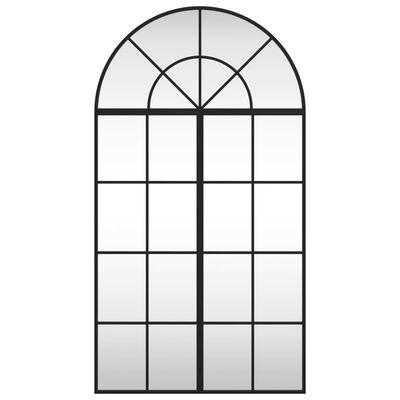 vidaXL Stensko ogledalo črno 60x110 cm obokano železo