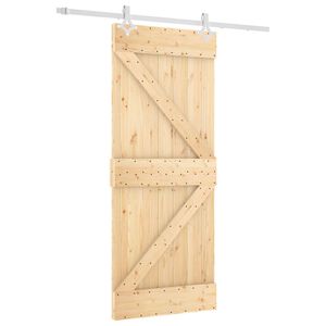 vidaXL Drsna vrata Naravna in bela 85 x 210 cm Masiven borov les