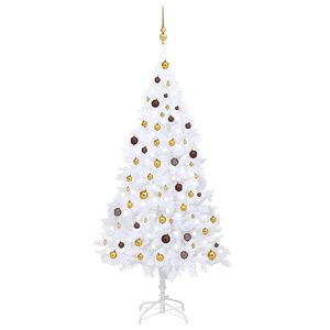 vidaXL Umetna osvetljena novoletna jelka z bunkicami bela 210 cm PVC