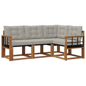 vidaXL Zunanja garnitura za sedenje 4 pcs Naravna in svetlo siva