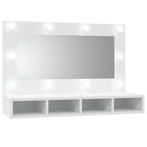 vidaXL Omarica z ogledalom in LED lučkami bela 90x31,5x62 cm