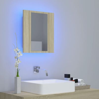 vidaXL LED kopalniška omarica z ogledalom sonoma hrast 40x12x45 akril