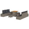 vidaXL Vrtna sedežna garnitura z blazino 9 pcs Siva Poly ratan