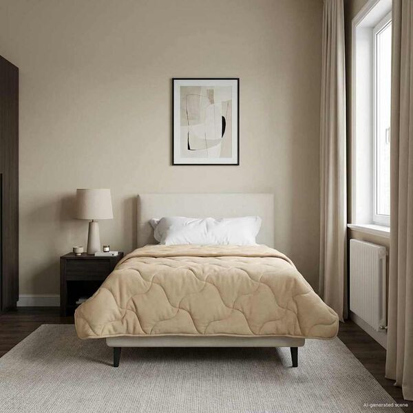 vidaXL Polna celoletna prevleka &Scaron;onerisan krema 140 x 200 cm