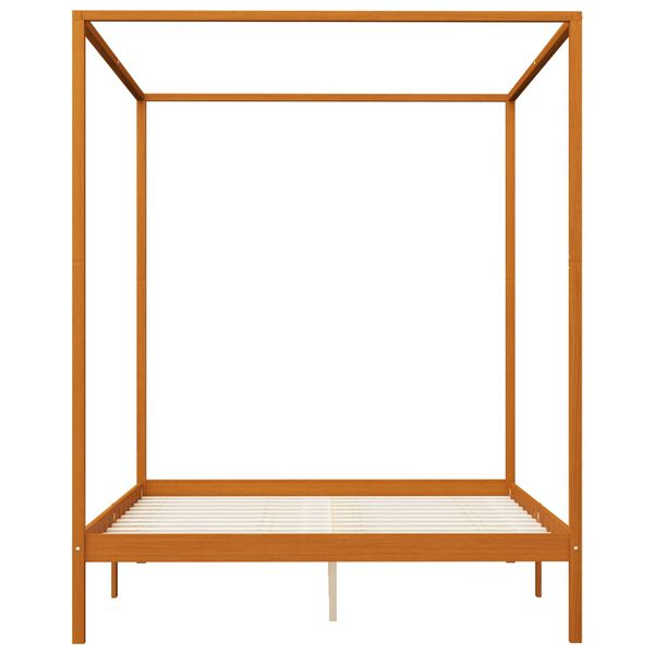 vidaXL Posteljni okvir z baldahinom in 4 predali borovina 160x200 cm