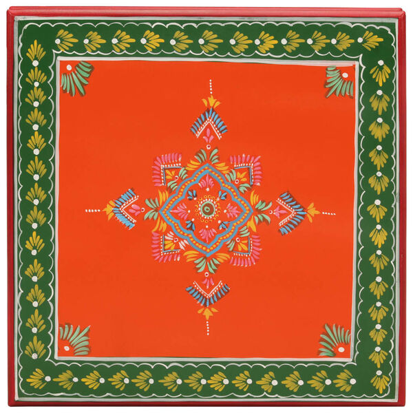 vidaXL Klubska mizica oranžna ročno poslikana trden mangov les