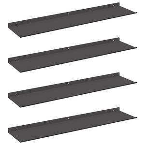 vidaXL Ležeča polica 4 kos Črna 80 x 18 x 2,5 cm Jeklo