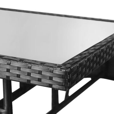 vidaXL Vrtna miza iz poli ratana 80x80x74 cm črna