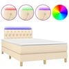 vidaXL Box spring postelja z vzmetnico LED krem 120x200 cm blago