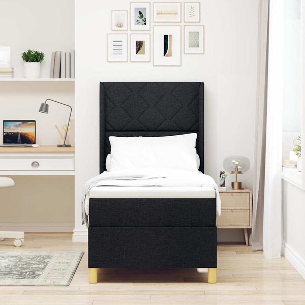 vidaXL Postelja z vzmetnico z vzmetnico Črna 80 x 200 cm blago
