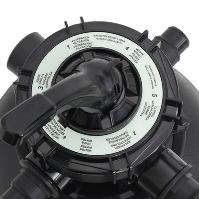 vidaXL Peščeni filter za bazen s 6-smernim ventilom črn