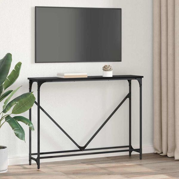 vidaXL Konzolna miza Črna Orehovina 102 x 23 x 75 cm Konstruiran les