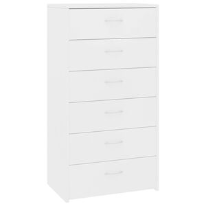 vidaXL Komoda s 6 predali bela 50x34x96 cm iverna plo&scaron;ča