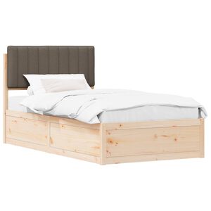 vidaXL Posteljni okvir z oblazinjenim vzglavjem Taupe 100 x 200 cm