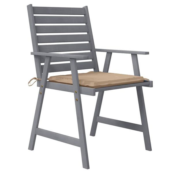 vidaXL Zunanji jedilni stoli z blazinami 4 kosi trden akacijev les