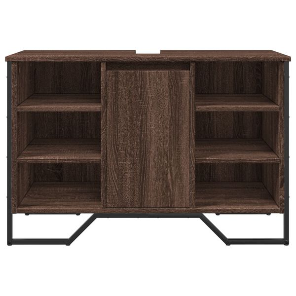 vidaXL Omarica za umivalnik rjavi hrast 91x35x60 cm inženirski les