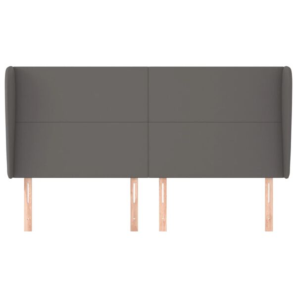 vidaXL Vzglavje z u&scaron;esi sivo 163x23x118/128 cm umetno usnje