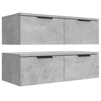vidaXL Stenska omarica 2 kosa betonsko siva 68x30x20 cm konstr. les