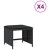 vidaXL Vrtni stolčki z blazinami 4 kosi črni 40x40x35 cm poli ratan