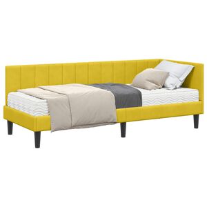 vidaXL Kotni okvir postelje z matrico 2 kos Rumena 80 x 200 cm Žamet
