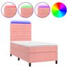 vidaXL Box spring postelja z vzmetnico LED roza 90x190 cm žamet