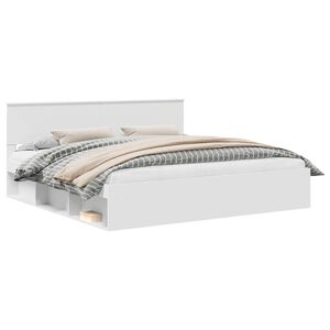 vidaXL Konstrukcija postelje Bela 200 x 200 cm Masivno borovo les