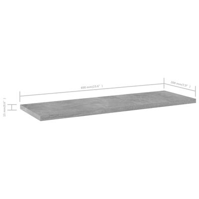 vidaXL Dodatne police za omaro 4 kosi betonsko sive 60x20x1,5 cm
