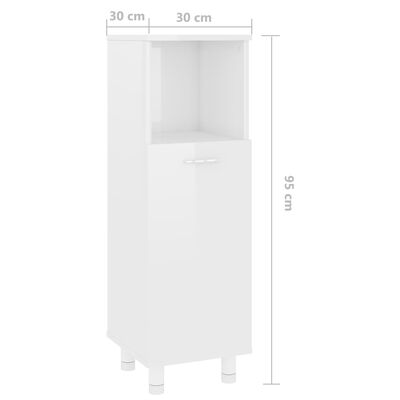 vidaXL Kopalniška omarica visok sijaj bela 30x30x95 cm iverna plošča