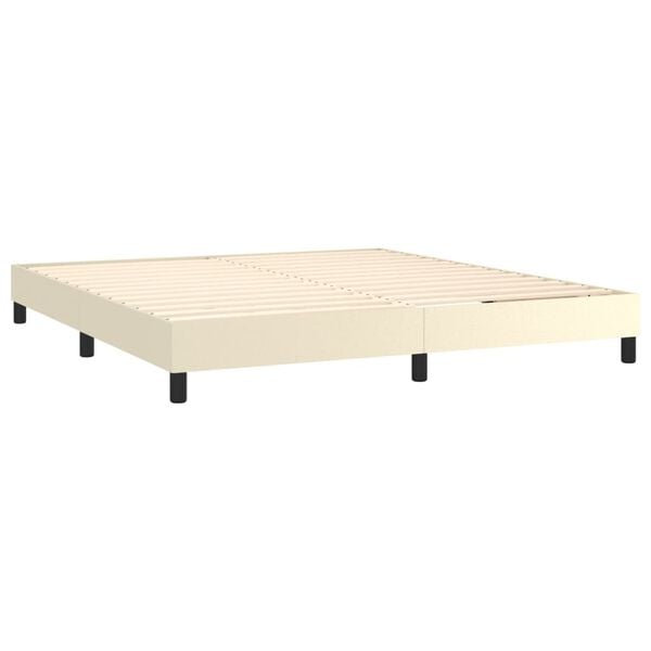 vidaXL Box spring postelja z vzmetnico krem 180x200 cm umetno usnje