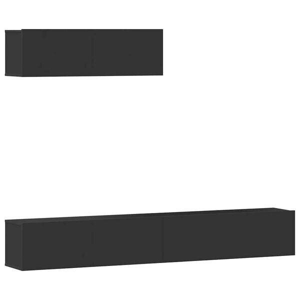 vidaXL Komplet TV omaric 3-delni črn inženirski les