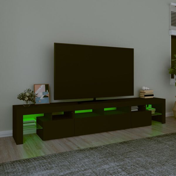 vidaXL TV omarica z LED lučkami črna 230x36,5x40 cm