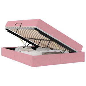vidaXL Postelja z dodatnim prostorom za shranjevanje in vzmetnico Roza