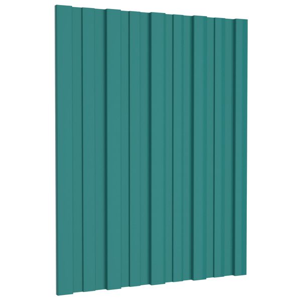 vidaXL Stre&scaron;ni panel 12 pcs Zelena 60 x 45 cm Pocinkano jeklo
