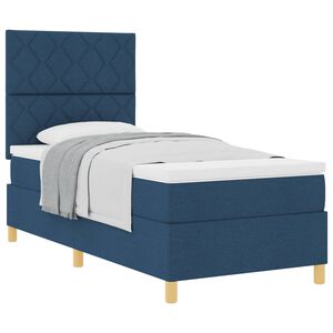 vidaXL Postelja z vzmetnico z vzmetnico Modra 90 x 200 cm blago