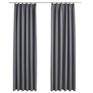 vidaXL Zatemnitvene zavese z obe&scaron;ali 2 kosa sive 140x175 cm