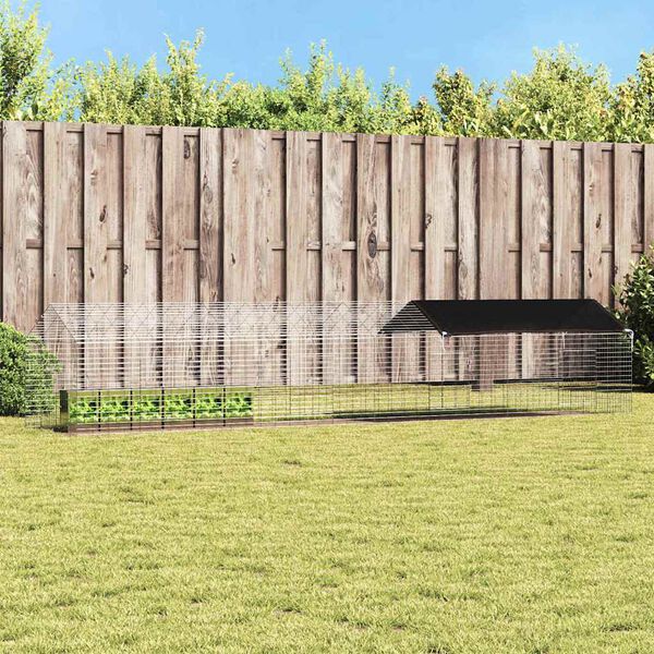 vidaXL Kletka za zajce srebrna 400 x 78 x 78 cm Cinkana jeklena