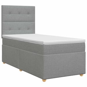 vidaXL Postelja boxspring z vzmetnico Svetlo siva 80 x 200 cm Blago