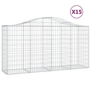 vidaXL Obokana gabionska ko&scaron;ara 15 kos 200x50x100/120cm cinkano železo