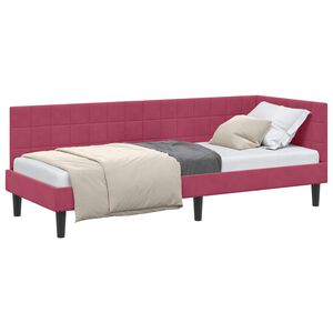 vidaXL Kotna postelja Vinorodna rdeča 80 x 200 cm Žamet