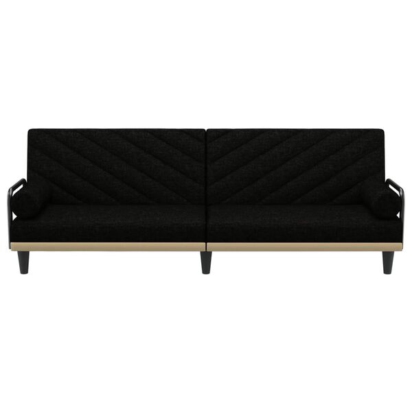 vidaXL Raztegljiv kavč z naslonjali za roke črno blago