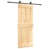 vidaXL Drsna vrata Naravna in črna 80 x 210 cm Masiven borov les