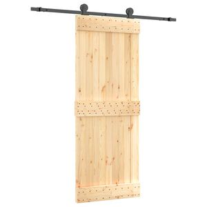 vidaXL Drsna vrata Naravna in črna 80 x 210 cm Masiven borov les